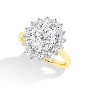 Round Lab-Grown Diamond Ring in 18K yellow gold, angled view