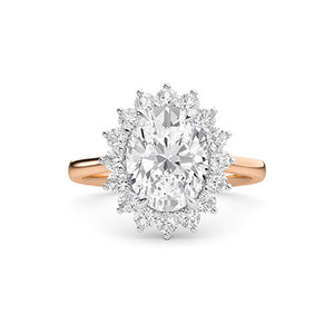 Round Lab-Grown Diamond Ring in 18K rose gold, overhead view | Binson Diamonds