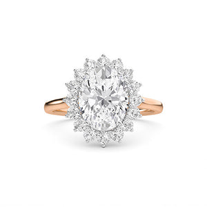 Round Lab-Grown Diamond Ring in 18K rose gold, overhead view