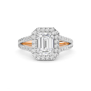 Radiant Lab-Grown Diamond Ring in 18K rose gold, overhead view | Binson Diamonds