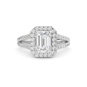 Radiant Lab-Grown Diamond Ring in 18K white gold, overhead view