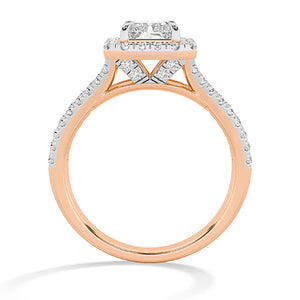 Radiant Lab-Grown Diamond Ring in 18K rose gold, front view