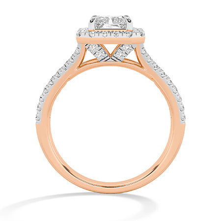 Radiant LG Diamond Ring in Rose Gold - Binson Diamonds Antwerp