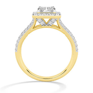 Radiant Lab-Grown Diamond Ring in 18K yellow gold, front view