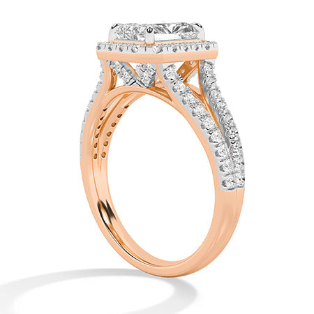 Radiant LG Diamond Ring in Rose Gold - Binson Diamonds Antwerp