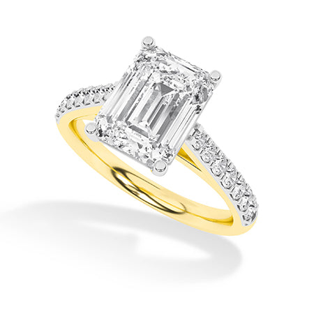 Emerald LG Diamond Ring in Yellow Gold - Binson Diamonds Antwerp