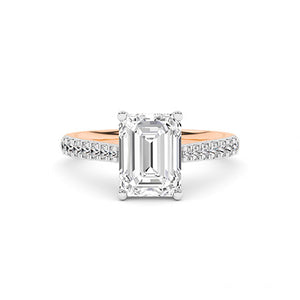 Emerald Lab-Grown Diamond Ring in 18K rose gold, overhead view