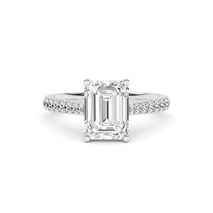 Emerald Lab-Grown Diamond Ring in 18K white gold, overhead view