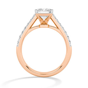 Emerald Lab-Grown Diamond Ring in 18K rose gold, front view