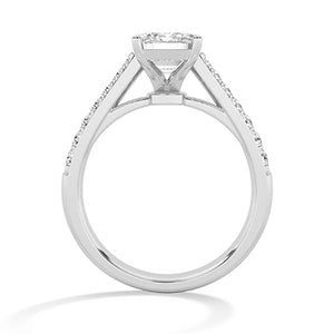 Emerald Lab-Grown Diamond Ring in 18K white gold, front view