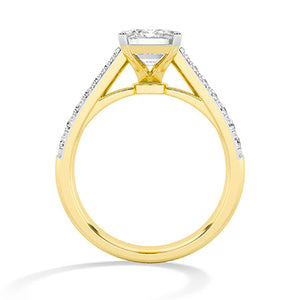 Emerald Lab-Grown Diamond Ring in 18K yellow gold, front view