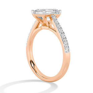 Emerald Lab-Grown Diamond Ring in 18K rose gold, side view