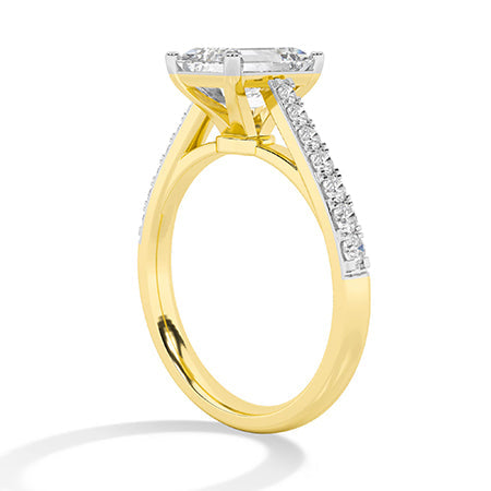 Emerald LG Diamond Ring in Yellow Gold - Binson Diamonds Antwerp