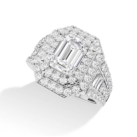 Emerald LG Diamond Ring in White Gold - Binson Diamonds Antwerp