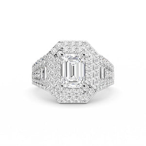 Emerald Lab-Grown Diamond Ring in 18K rose gold, overhead view
