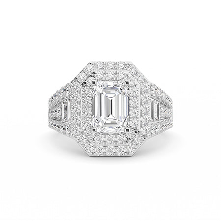 Emerald LG Diamond Ring in White Gold - Binson Diamonds Antwerp