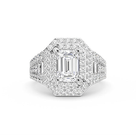 Emerald LG Diamond Ring in White Gold - Binson Diamonds Antwerp