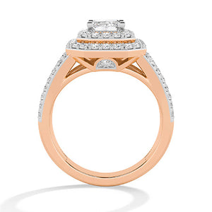 Emerald Lab-Grown Diamond Ring in 18K rose gold, front view