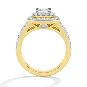 Emerald Lab-Grown Diamond Ring in 18K yellow gold, front view