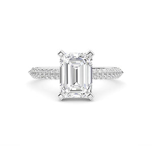 Emerald Lab-Grown Diamond Ring in 18K white gold, overhead view