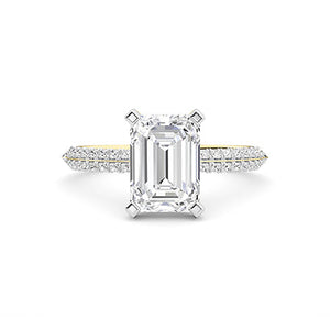 Emerald Lab-Grown Diamond Ring in 18K yellow gold, overhead view | Binson Diamonds