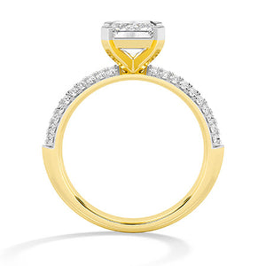 Emerald Lab-Grown Diamond Ring in 18K yellow gold, front view