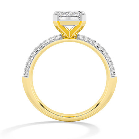 Emerald LG Diamond Ring in Yellow Gold - Binson Diamonds Antwerp
