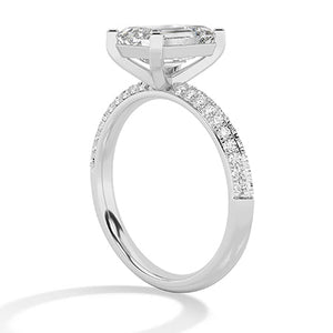 Emerald Lab-Grown Diamond Ring in 18K white gold, side view