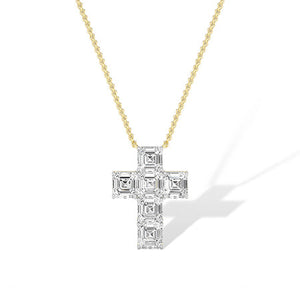 Asscher LG Diamond Pendant in Yellow Gold - Binson Diamonds Antwerp