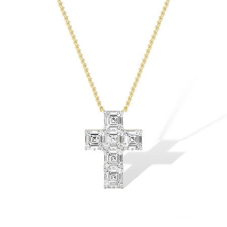 Asscher LG Diamond Pendant in Yellow Gold - Binson Diamonds Antwerp