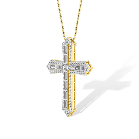 Baguette LG Diamond Pendant in White Gold - Binson Diamonds Antwerp