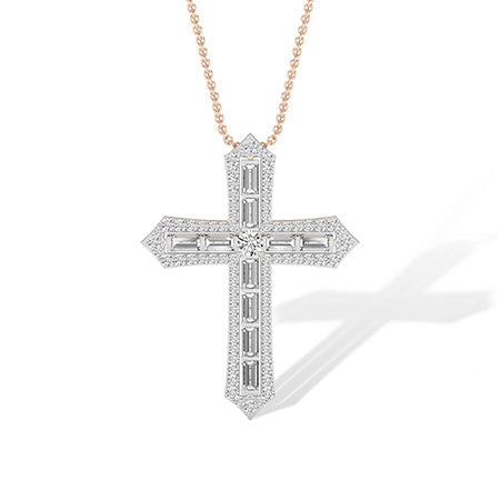 Baguette LG Diamond Pendant in White Gold - Binson Diamonds Antwerp