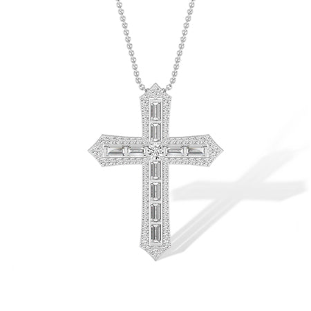 Baguette LG Diamond Pendant in White Gold - Binson Diamonds Antwerp