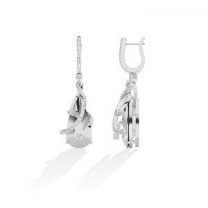 Round Lab-Grown Diamond Earrings in 18K white gold, worn on model