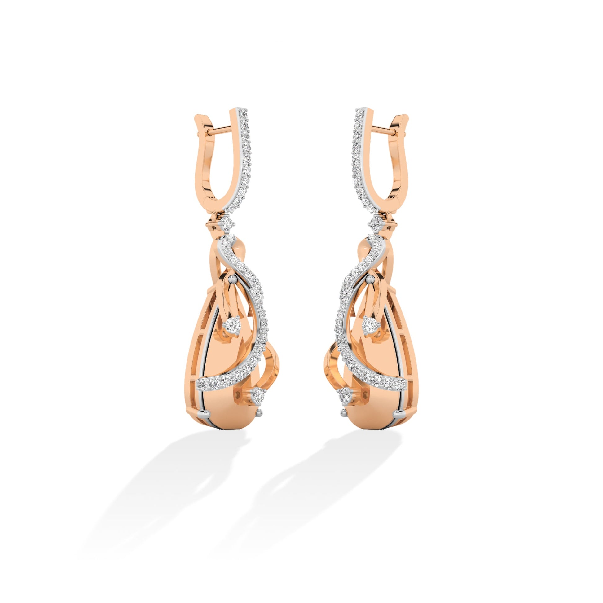 Round LG Diamond Earrings in Rose Gold - Binson Diamonds Antwerp