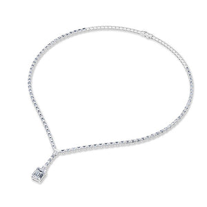 Lab-Grown Diamond Necklace in 18K white gold, angled view