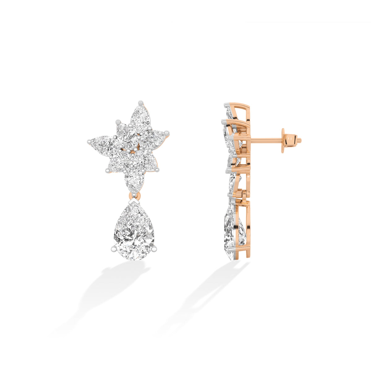 Pear LG Diamond Earrings in Yellow Gold - Binson Diamonds Antwerp