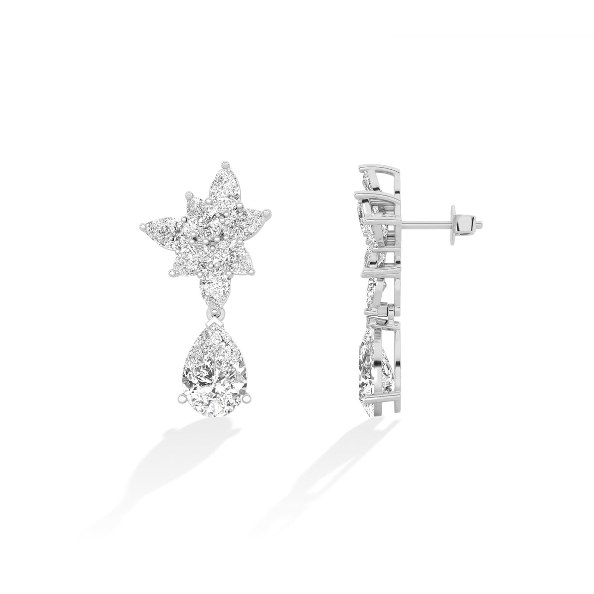 Pear LG Diamond Earrings in White Gold - Binson Diamonds Antwerp