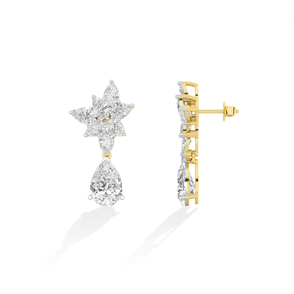Pear LG Diamond Earrings in Yellow Gold - Binson Diamonds Antwerp