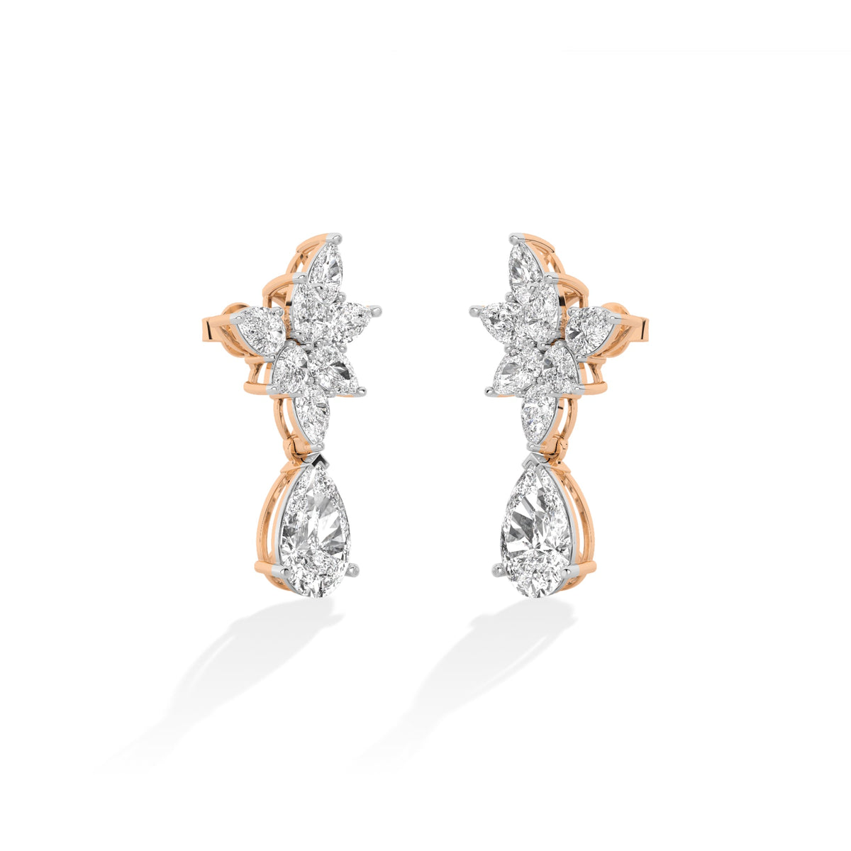 Pear LG Diamond Earrings in Rose Gold - Binson Diamonds Antwerp