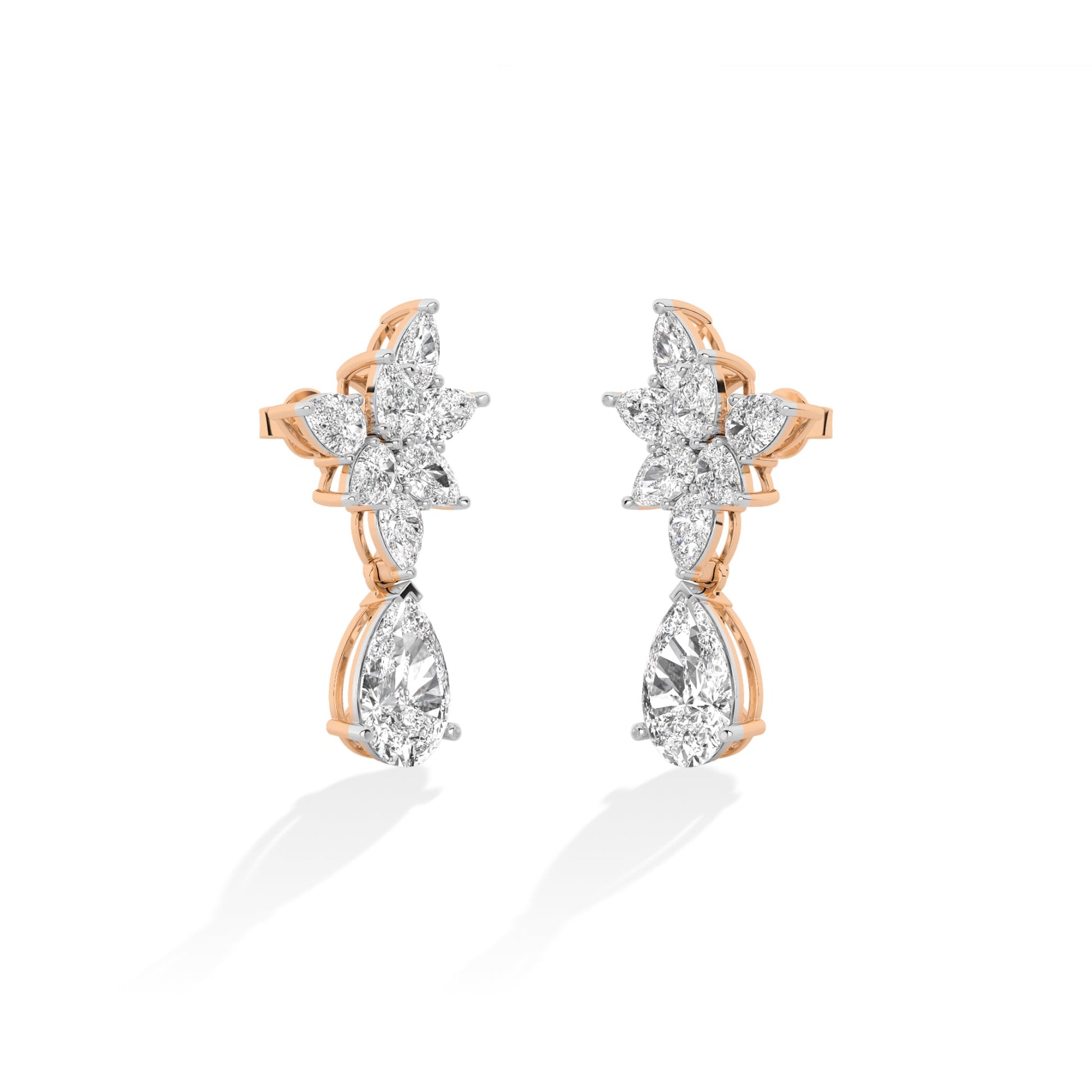 Pear LG Diamond Earrings in Rose Gold - Binson Diamonds Antwerp