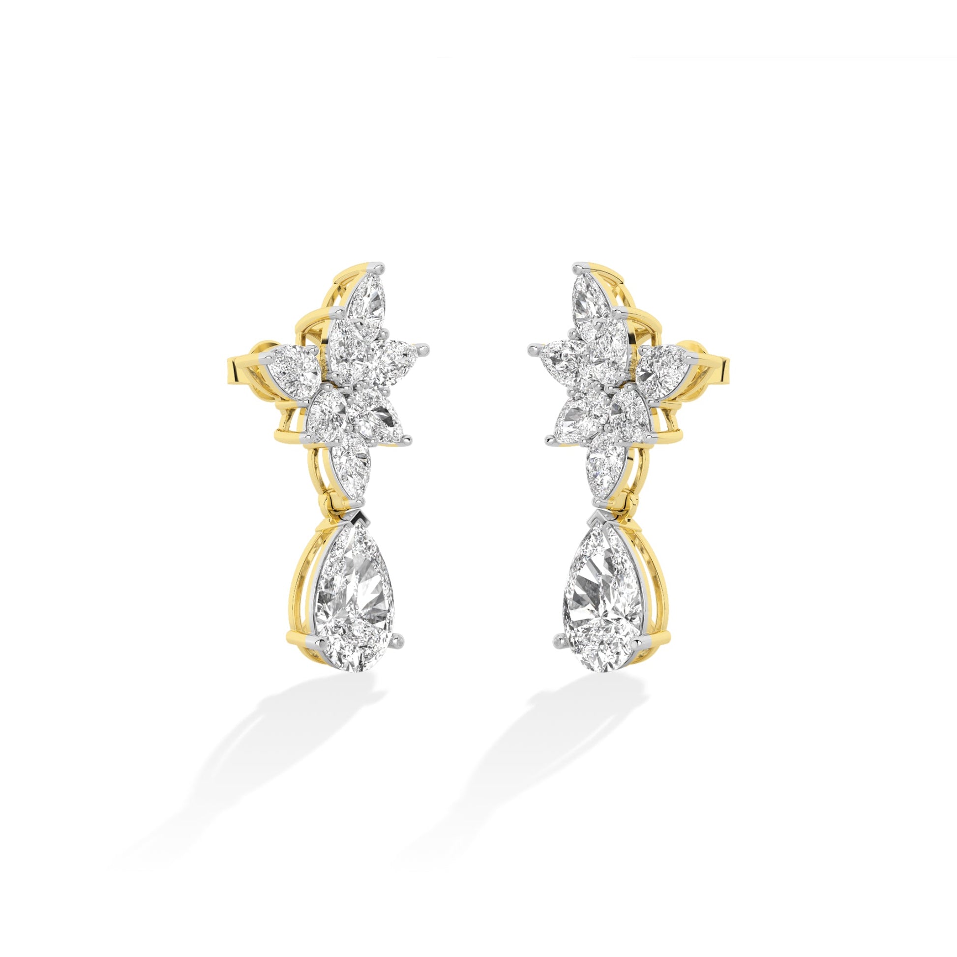 Pear LG Diamond Earrings in Yellow Gold - Binson Diamonds Antwerp