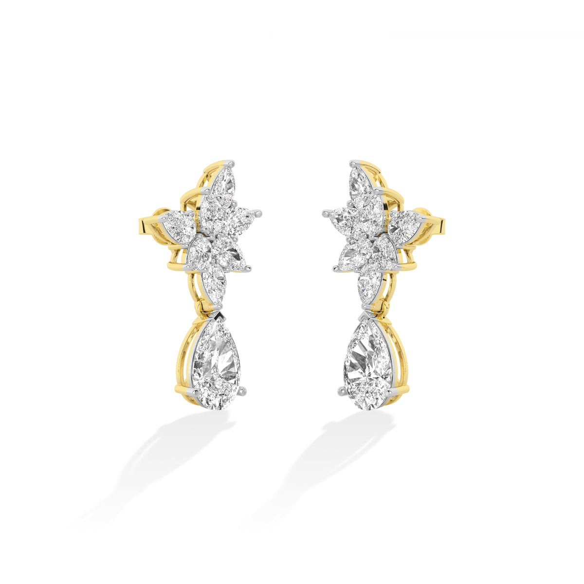 Pear LG Diamond Earrings in Yellow Gold - Binson Diamonds Antwerp