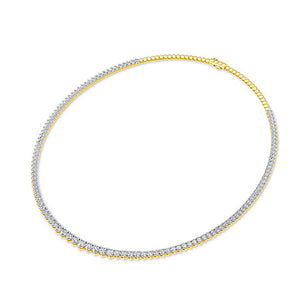 Round LG Diamond Necklace in Yellow Gold - Binson Diamonds Antwerp