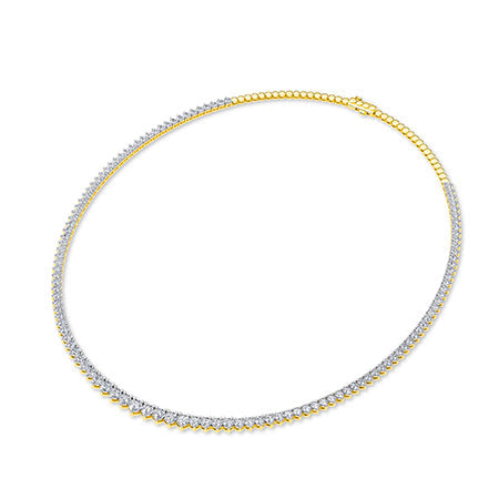 Round LG Diamond Necklace in Yellow Gold - Binson Diamonds Antwerp