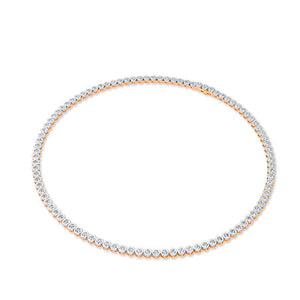 Round Lab-Grown Diamond Necklace in 18K rose gold, angled view