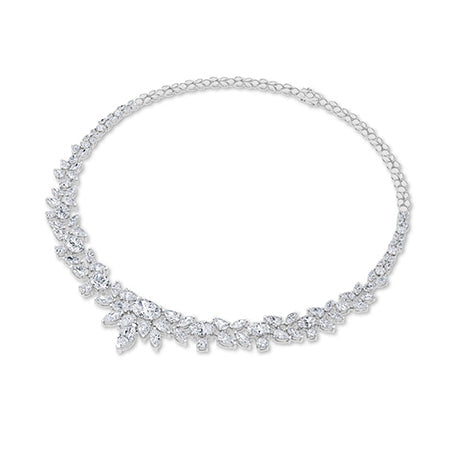 Pear Lab-Grown Diamond Necklace in 18K white gold, angled view