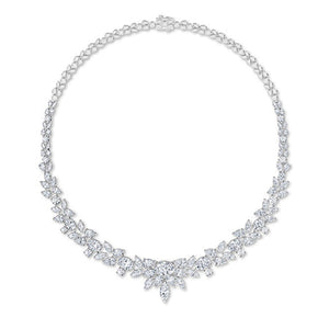 Pear Lab-Grown Diamond Necklace in 18K white gold, front view | Binson Diamonds
