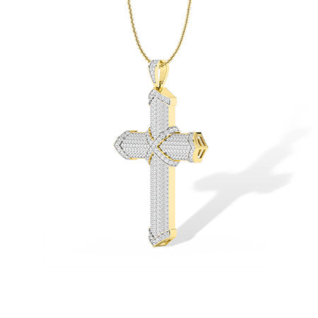 Round LG Diamond Pendant in Yellow Gold - Binson Diamonds Antwerp