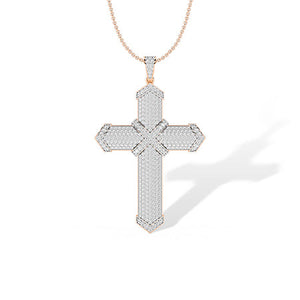 Round Lab-Grown Diamond Pendant in 18K rose gold, front view